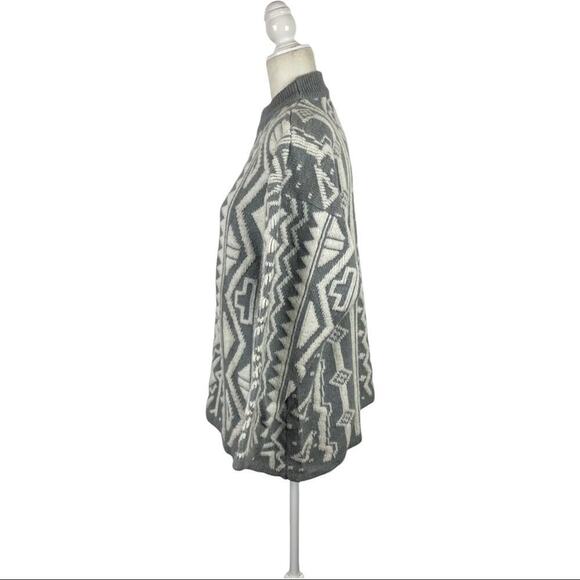 Kitty Hawk Retro Mix Print 80s Pullover Knit Sweater with Shoulder Pads Medium - Picture 7 of 13